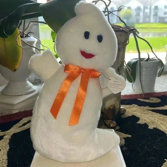 TY Beanie Buddy Spooky the Ghost 13 inch Large Beanie Baby Halloween Plush 2001 - Picture 2 of 11